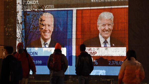 Экран с результатами выборов в Вашингтоне, США - 俄罗斯卫星通讯社