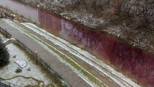 В Кемерово река окрасилась в красный цвет - 俄罗斯卫星通讯社