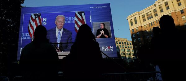 Трансляция выступления кандидата в президенты США Джо Байдена в Вашингтоне - 俄罗斯卫星通讯社
