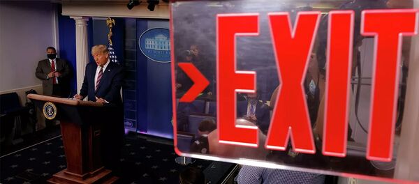 Президент США Дональд Трамп во время выступления в Белом доме в Вашингтоне - 俄羅斯衛星通訊社