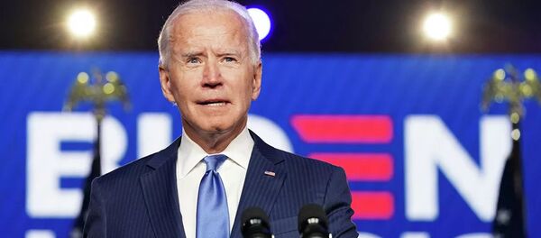 Джо Байден во время выступления в Уилмингтоне, США - 俄羅斯衛星通訊社