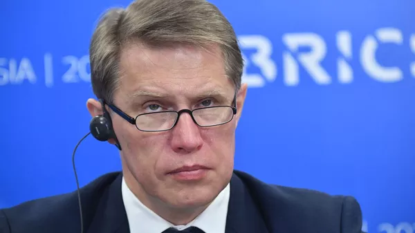 Министр здравоохранения РФ Михаил Мурашко на встрече Министров здравоохранения стран БРИКС.  - 俄羅斯衛星通訊社