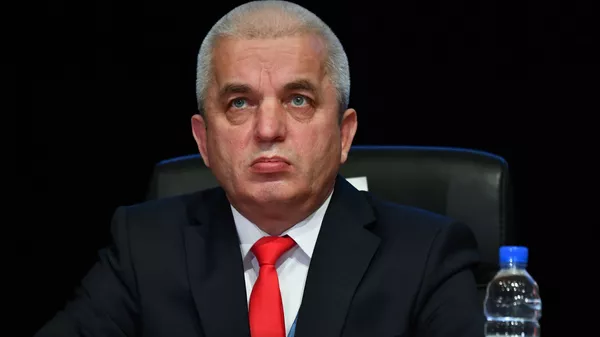 Руководитель межведомственного координационного штаба по возвращению беженцев и внутренне перемещенных лиц Михаил Мизинцев на Международной конференции по возвращению сирийских беженцев в Дамаске. 11 ноября 2020 - 俄羅斯衛星通訊社