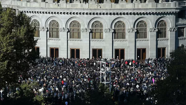 Участники митинга оппозиции в Ереване - 俄羅斯衛星通訊社