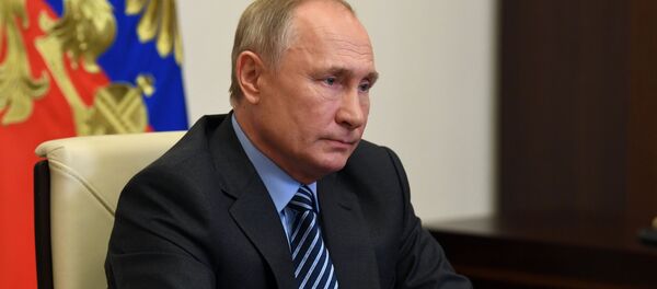 13 ноября 2020. Президент РФ Владимир Путин в режиме видеоконференции принимает участие в пленарном заседании форума Сильные идеи для нового времени - 俄罗斯卫星通讯社