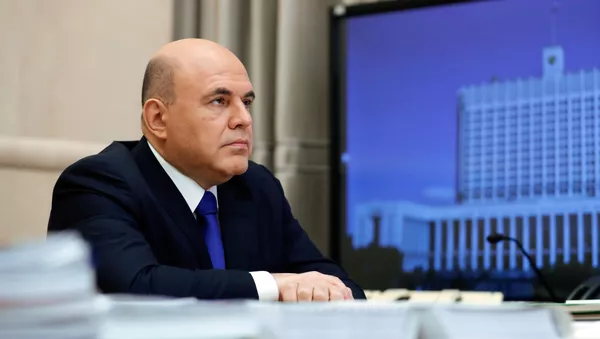 16 ноября 2020. Председатель правительства РФ Михаил Мишустин во время заседания в режиме видеоконференции президиума Координационного совета при правительстве РФ по борьбе с распространением коронавирусной инфекции на территории РФ. - 俄羅斯衛星通訊社