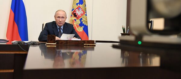 16 ноября 2020. Президент РФ Владимир Путин проводит оперативное совещание с постоянными членами Совета безопасности РФ в режиме видеоконференции. 16 ноября 2020. Президент РФ Владимир Путин проводит оперативное совещание с постоянными членами Совета безопасности РФ в режиме видеоконференции. - 俄罗斯卫星通讯社