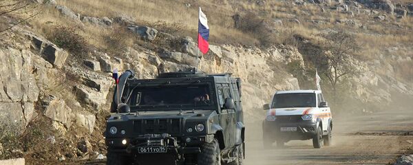 Блокпост российских миротворцев под Шуши на выезде из Степанакерта - 俄羅斯衛星通訊社