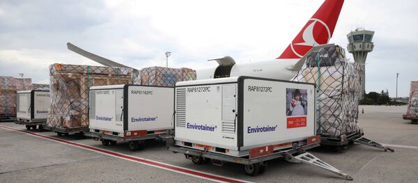 Китайская вакцина SINOVAC в аэропорту Турции перед отправкой в Бразилию. 19 ноября 2020 Китайская вакцина SINOVAC в аэропорту Турции перед отправкой в Бразилию. 19 ноября 2020 - 俄罗斯卫星通讯社