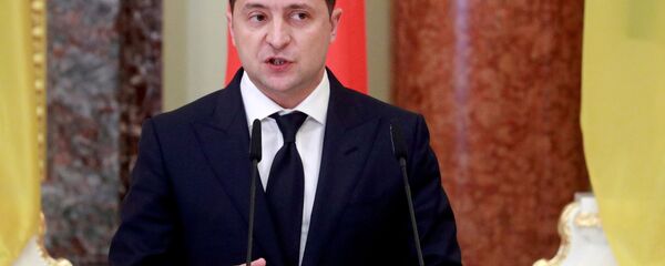 Президент Украины Владимир Зеленский во время пресс-конференции с президентом Польши Анджеем Дудой в Киеве - 俄罗斯卫星通讯社