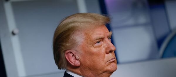 U.S. President Donald Trump listens to administration officials after speaking about prescription drug prices during an appearance in the Brady Press Briefing Room at the White House in Washington, U.S., November 20, 2020. - 俄罗斯卫星通讯社