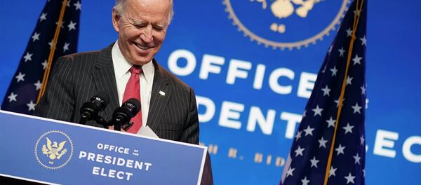 Джо Байден во время выступления в Уилмингтоне, США - 俄羅斯衛星通訊社