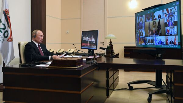 Президент РФ Владимир Путин принимает участие в работе саммита Группы двадцати в режиме видеоконференции - 俄羅斯衛星通訊社