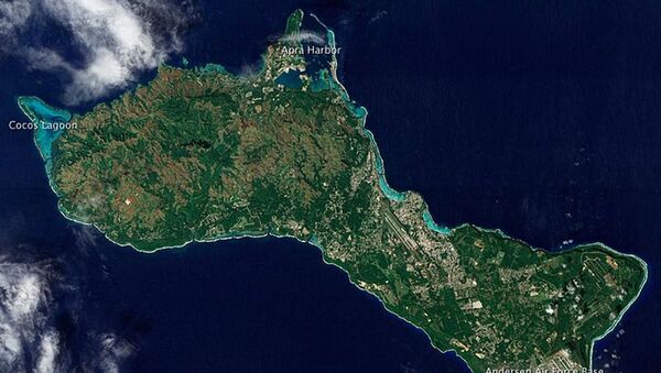 Спутниковое изображение острова Гуам в архипелаге Марианские острова в западной части Тихого океана - 俄羅斯衛星通訊社