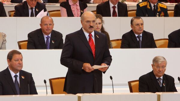 Президент Белоруссии Александр Лукашенко выступает на IV Всебелорусском народном собрании, начавшем свою работу в Минске. Президент Белоруссии Александр Лукашенко выступает на IV Всебелорусском народном собрании, начавшем свою работу в Минске. - 俄罗斯卫星通讯社