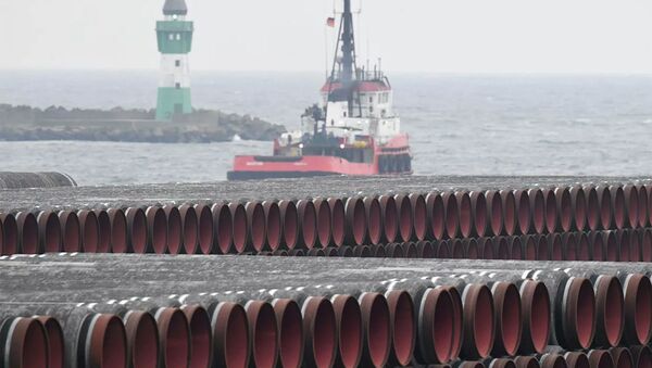 Трубы для строительства газопровода Nord Stream 2 в порту Мукран. Германия - 俄羅斯衛星通訊社