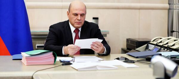  10 декабря 2020. Председатель правительства РФ Михаил Мишустин во время совещания с членами кабинета министров РФ в режиме видеоконференции.  - 俄羅斯衛星通訊社
