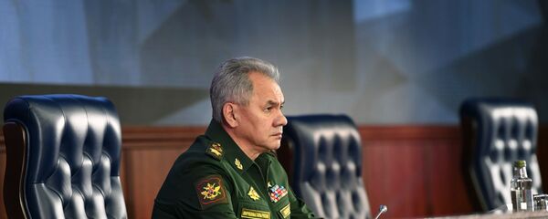 21 декабря 2020. Министр обороны РФ Сергей Шойгу во время выступления президента РФ Владимира Путина на расширенном заседании коллегии министерства обороны РФ в Национальном центре управления обороной - 俄罗斯卫星通讯社