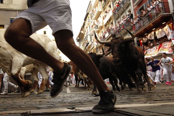 Бег быков на фестивале Сан-Фермин в Памплоне, Испания - 俄羅斯衛星通訊社