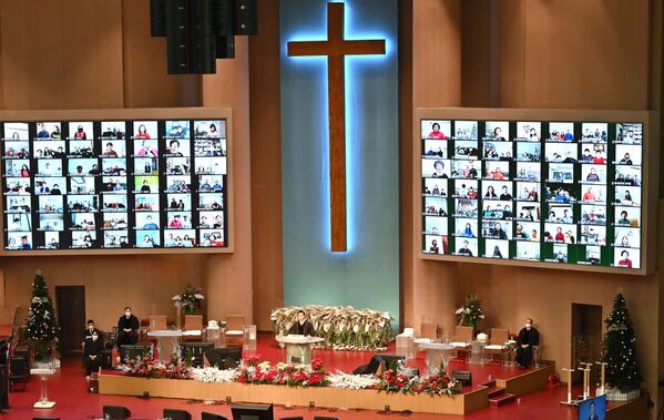 Онлайн-трансляции рождественского богослужения в церкви в Сеуле, Южная Корея  - 俄罗斯卫星通讯社
