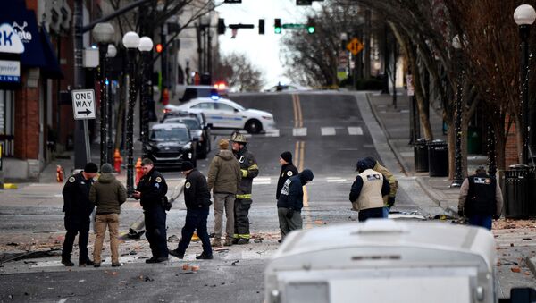 Debris litters the road near the site of an explosion in the area of Second and Commerce in Nashville, Tennessee, U.S. December 25, 2020. Andrew Nelles - 俄罗斯卫星通讯社
