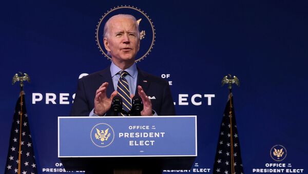 U.S. President-elect Joe Biden delivers remarks on national security and foreign policy at his transition headquarters in Wilmington, Delaware, U.S. December 28, 2020.  - 俄羅斯衛星通訊社