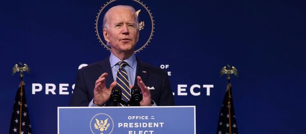 U.S. President-elect Joe Biden delivers remarks on national security and foreign policy at his transition headquarters in Wilmington, Delaware, U.S. December 28, 2020.  - 俄罗斯卫星通讯社