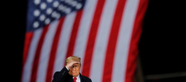 Президент США Дональд Трамп перед флагом США во время кампании в штате Джорджия Президент США Дональд Трамп перед флагом США во время кампании в штате Джорджия - 俄羅斯衛星通訊社