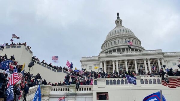 Участники акции протеста сторонников действующего президента США Дональда Трампа у здания конгресса в Вашингтоне  - 俄罗斯卫星通讯社