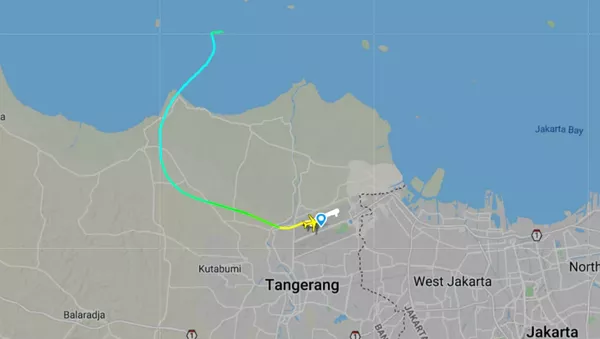 Flightradar上失聯的斯里維加亞航空公司182航班路線 - 俄羅斯衛星通訊社