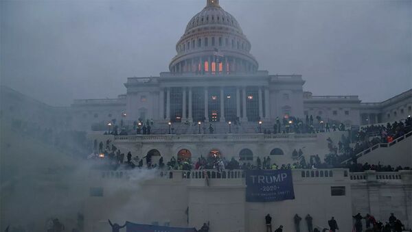 Участники акции сторонников действующего президента США Дональда Трампа у здания конгресса в Вашингтоне - 俄罗斯卫星通讯社