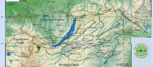Карта эпицентра землетрясения в Монголии - 俄羅斯衛星通訊社