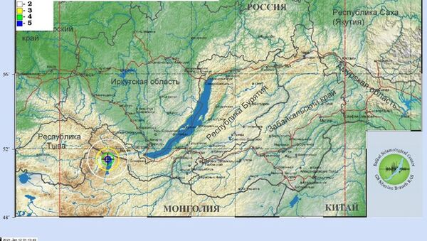 Карта эпицентра землетрясения в Монголии - 俄羅斯衛星通訊社