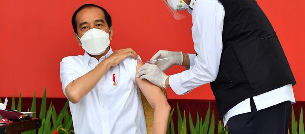 Президент Индонезии Джоко Видодо во время вакцинации от коронавирус 13 января 2021 - 俄羅斯衛星通訊社