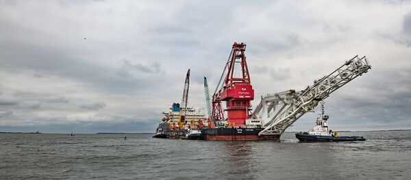 Судно-трубоукладчик Фортуна в порту немецкого города Висмар.  - 俄羅斯衛星通訊社