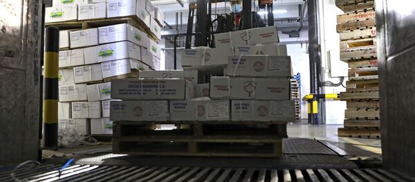 Разгрузка груза на складе в Китае. - 俄羅斯衛星通訊社