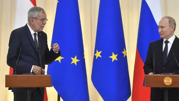 Russian President Vladimir Putin and his Austrian counterpart Alexander Van der Bellen - 俄羅斯衛星通訊社