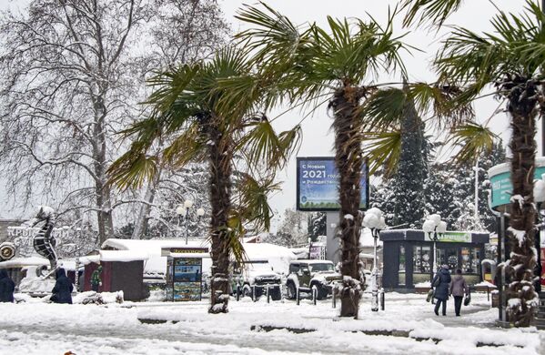 Заснеженные улицы в Алуште - 俄羅斯衛星通訊社