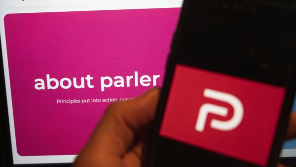 The logo of the social media platform Parler is displayed in Berlin, Jan. 10, 2021 - 俄罗斯卫星通讯社