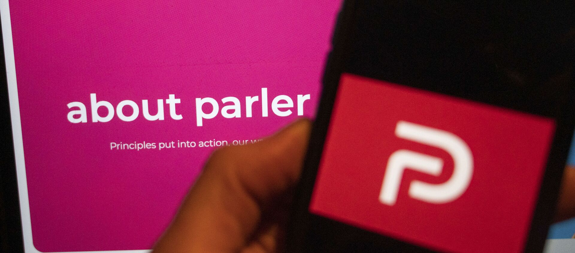 The logo of the social media platform Parler is displayed in Berlin, Jan. 10, 2021 - 俄罗斯卫星通讯社, 1920, 04.02.2021