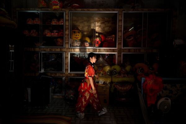 越南Tu Anh Duong傳統舞龍舞獅學校的服裝間 - 俄羅斯衛星通訊社