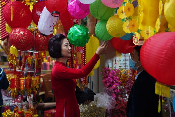 河内市民采买农历新年的节日装饰品。 - 俄罗斯卫星通讯社