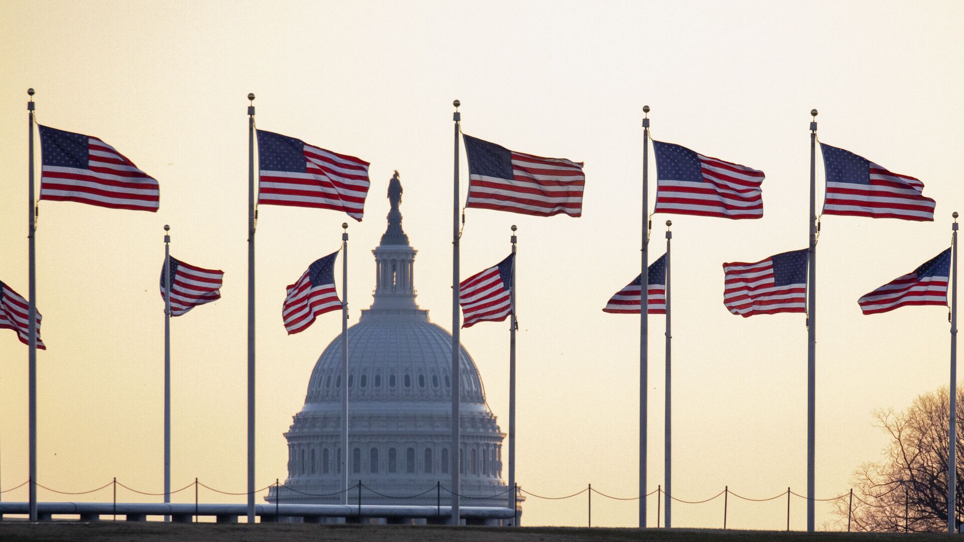 Американские флаги на фоне Капитолия в Вашингтоне, США - 俄罗斯卫星通讯社, 1920, 28.09.2021