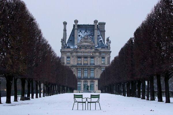 法国巴黎市杜乐丽花园雪中景色。 - 俄罗斯卫星通讯社