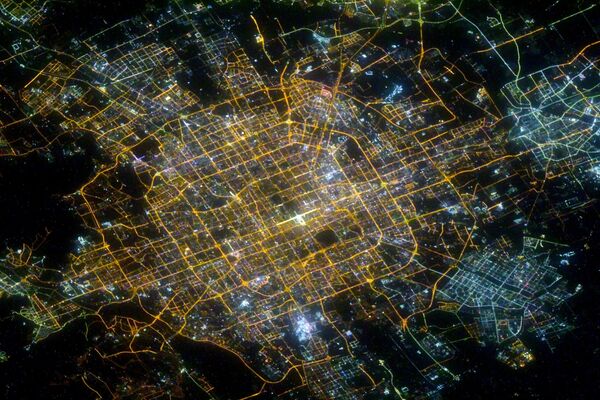 北京夜景，俄羅斯宇航員謝爾蓋·庫德-斯韋爾奇科夫從國際空間站拍攝。 - 俄羅斯衛星通訊社