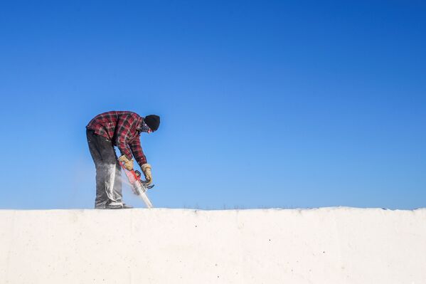 参与建造雪迷宫的一名男子。
 - 俄罗斯卫星通讯社