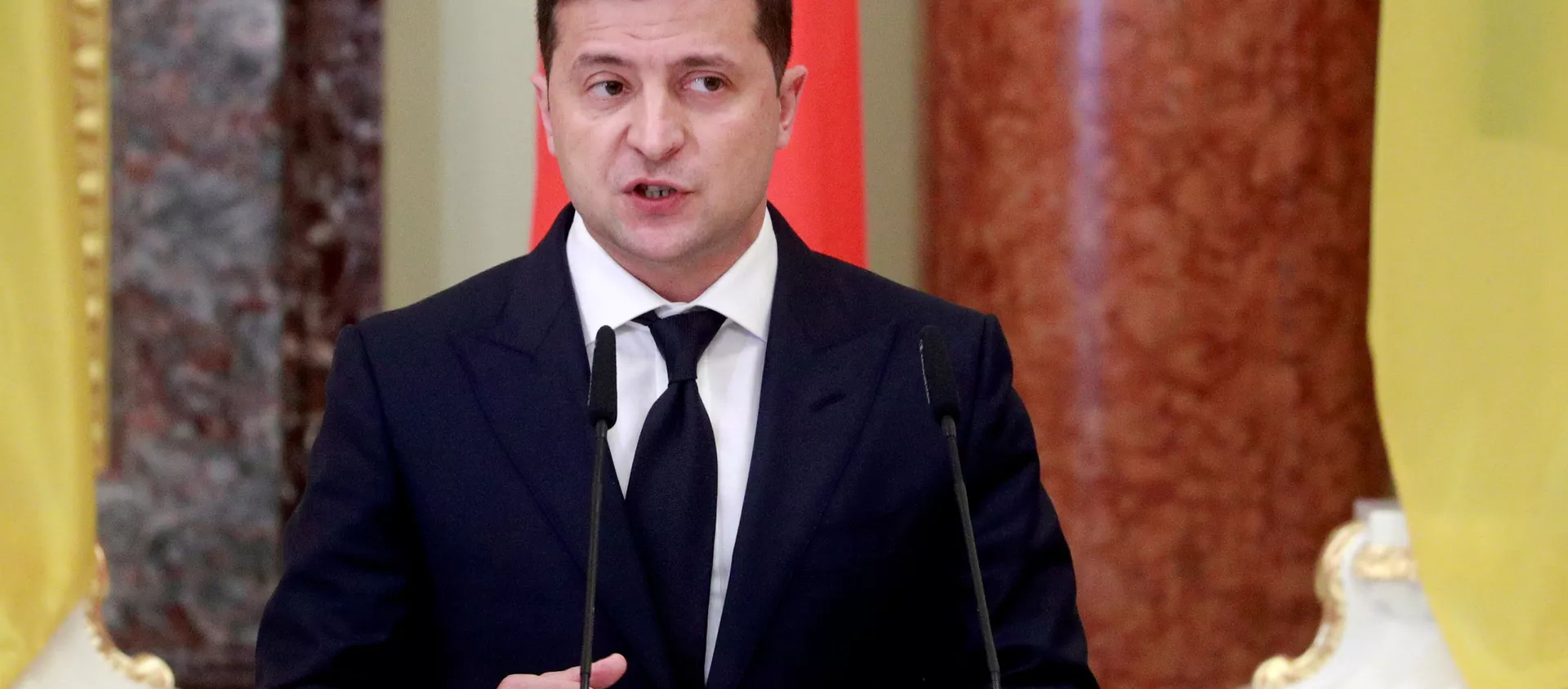 Президент Украины Владимир Зеленский во время выступления на брифинге в Киеве - 俄羅斯衛星通訊社, 1920, 25.03.2021
