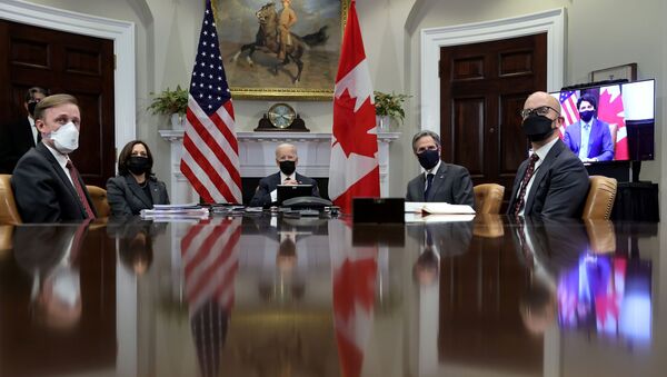 Онлайн встреча президента США Джо Байдена с премьером Канады Джастином Трюдо. 23 февраля 2021  - 俄罗斯卫星通讯社