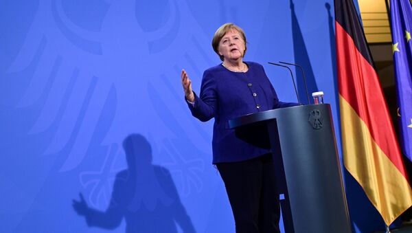 Канцлер Германии Ангела Меркель на пресс-конференции в Берлине  - 俄罗斯卫星通讯社