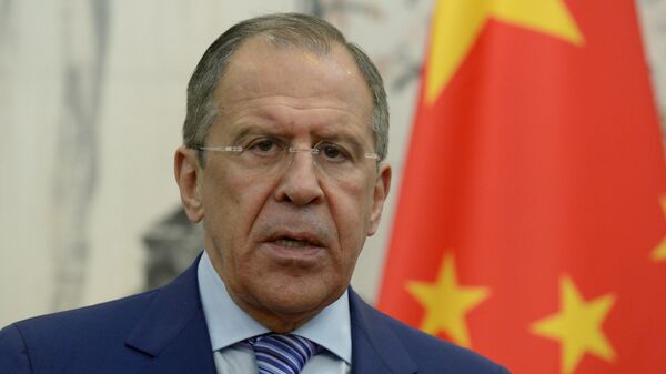 Министр иностранных дел России Сергей Лавров во время пресс-коференциии по итогам встречи с министром иностранных дел Китайской Народной Республики Ван И в Пекине. - 俄羅斯衛星通訊社